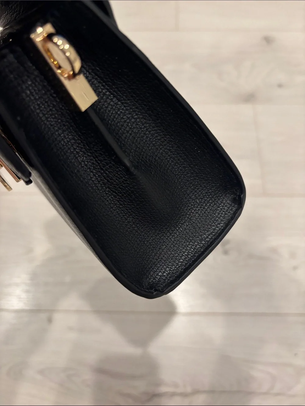 Ted Baker Black Structured Top-Handle Satchel with Gold Hardware